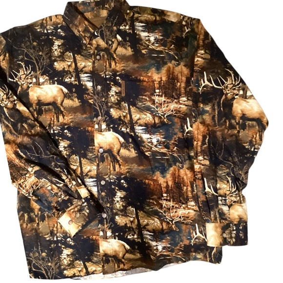 North River Outfitters Deer Camouflage Button Down Shirt Size L - Picture 1 of 9